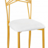 Стул Хамелеон Fanfare золотой, белая подушка из кожи в прокат, аренда стул fanfare, аренда стульев фанфар, fanfare стулья в прокат. 