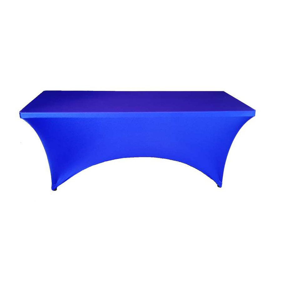 Чехол стрейч для прямоугольного стола синий обтягивающий