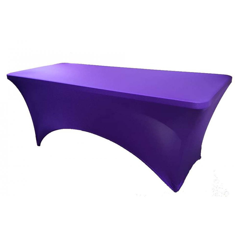 Чехол стрейч для прямоугольного стола фиолетовый в аренду, аренда стрейч чехлов, аренда текстиля, текстиль в аренду