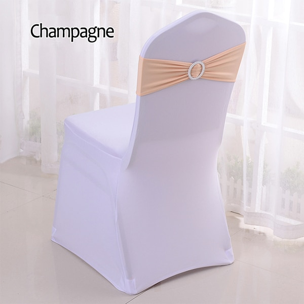 Лента на стул эластичная с пряжкой шампань