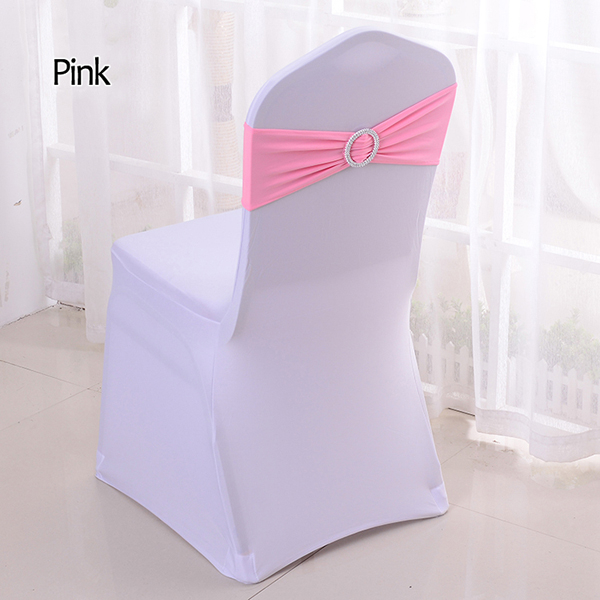 Лента на стул эластичная с пряжкой нежно розовая