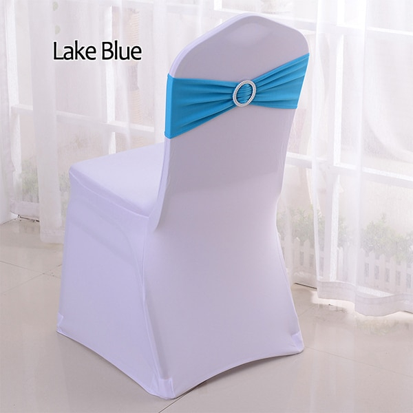 Лента на стул эластичная с пряжкой нежно голубая